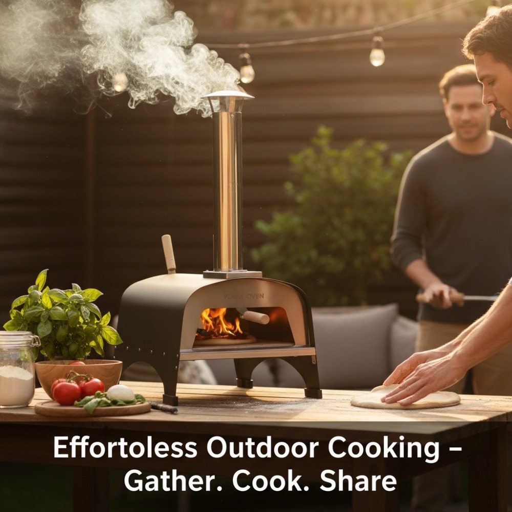 Stainless steel dual-fuel pizza oven