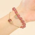 Bracelet de cuentas de suerte de cuarzo de fresa natural