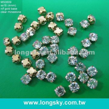 sew-on rhinestone with brass cup (#MS0609/ss16/4mm)