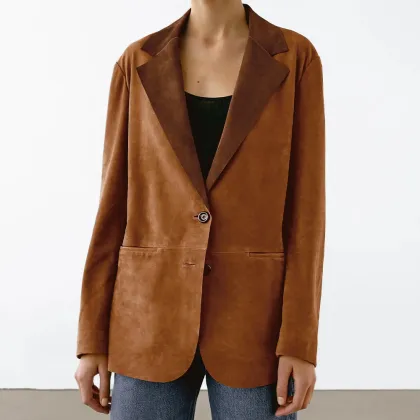 Women's flowing suede suit jacket