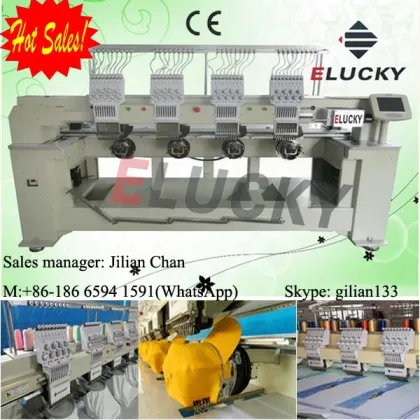 Elucky 4 head embroidery machine with dahao embroidery machine software