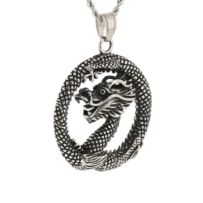 KALEN Men's Punk Stainless Steel Chinese Dragon Pendant