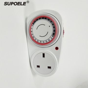 24 Hours Daily Programmable Mechanical Time Switch UK Plug Socket 220V-240V