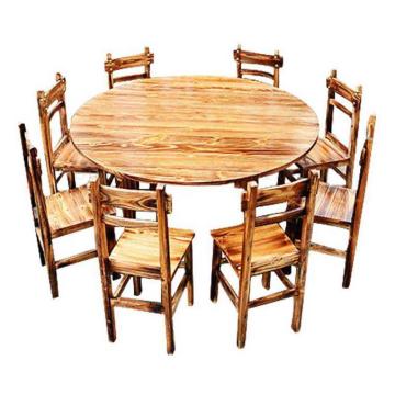 Carbonized wooden table and chair combination restaurant food stall hot pot restaurant farmhouse antique anticorrosive solid
