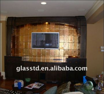golden glass partition for living room as background wall