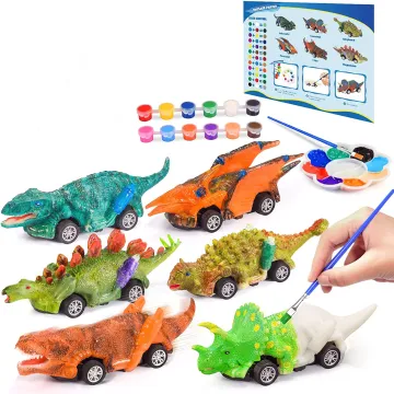 DIY Dinosaurs Painting Pull-Back Car Set: Educational Arts & Crafts Gift
