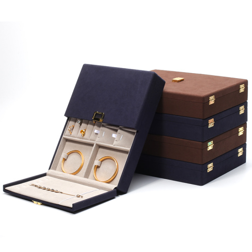 Custom Luxury Blue Microfiber Jewelry Set Box