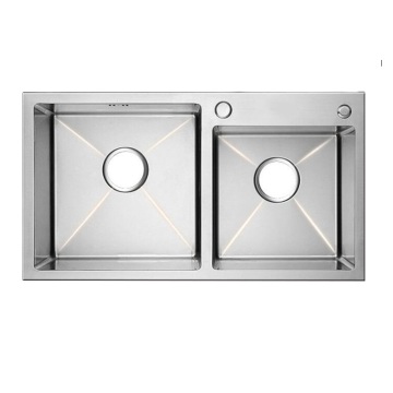 Customized Double Bowl Kitchen Sink: 304 Stainless Steel Nano-Coated Drop-in & Topmount 7843