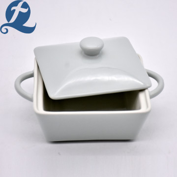 Custom Ceramic Square Soup Pot Set with Lid