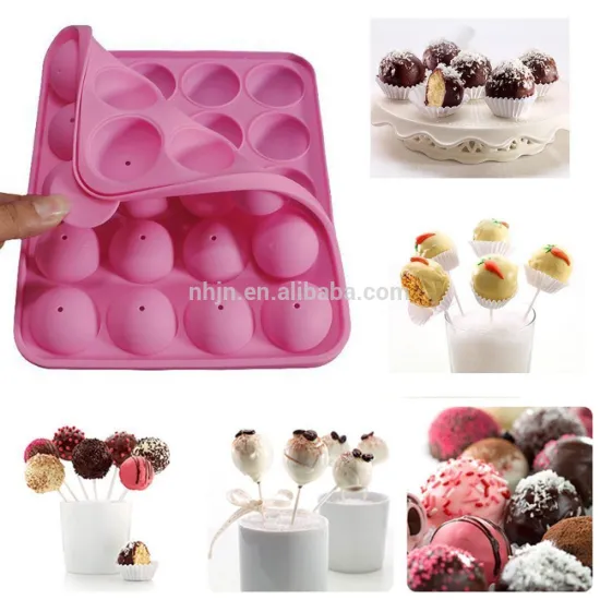 12-Capacity Round Silicone Lollipop Mold with Sticks for Baking Hard Candy Chocolate