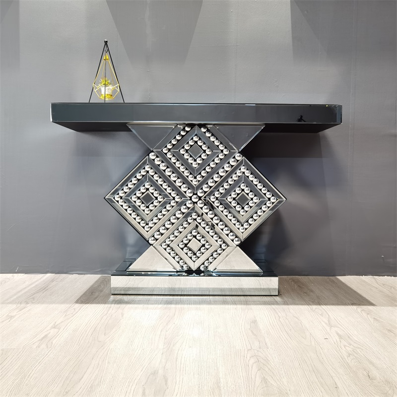 sparkling mirror glass console table