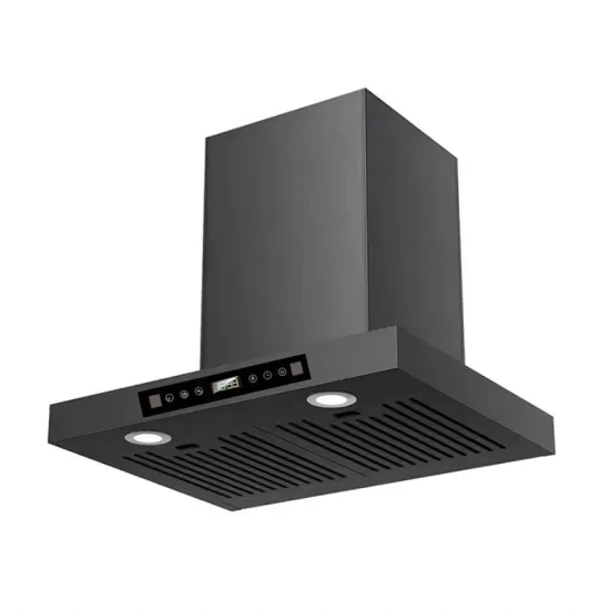 Black Glass Wall-Mounted Kitchen Range Hood with Big Suction and Touch Switch