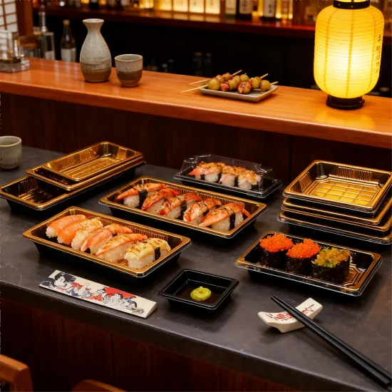 Golden Color Luxury Style Sushi Tray