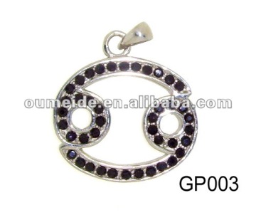 OEM/ODM metal factory stainless steel pendant with black cz,fashion jewelry
