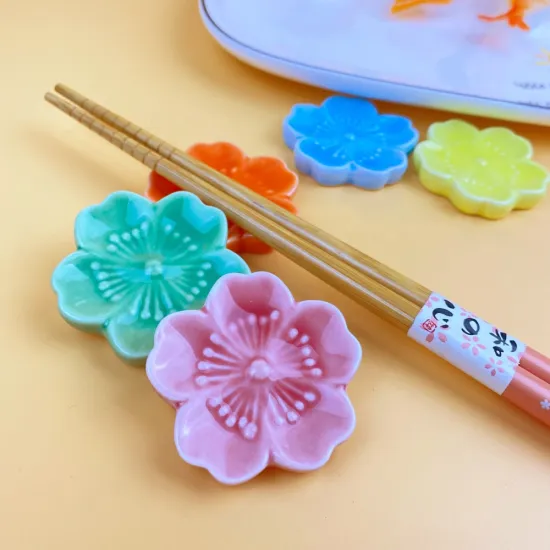 Japanese Zakka Flower Style Ceramic Chopstick Rest & Rack
