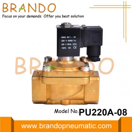 PU220A-08 Shako Type Brass Solenoid Valve 1'' 220VAC