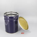 丸いブリキの金属塗装缶がハンドルで缶を入れます