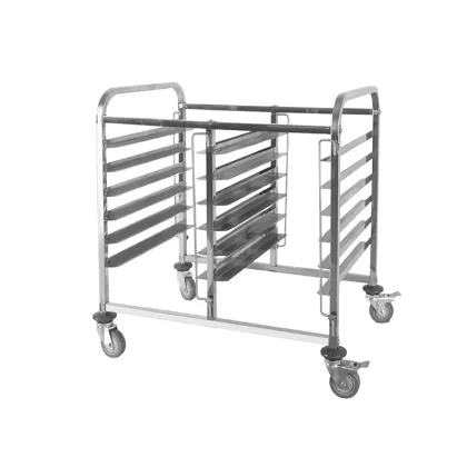 Restauran Stainless steel Double Line Pan Trolley