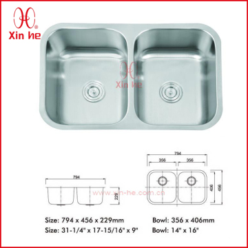 304 double stainless steel sink kitchen