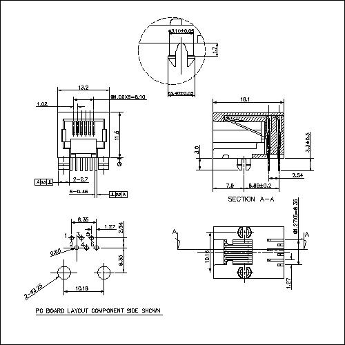 ATRJ5321-6P6C-X-A-B-C 11.5 Side Entry 6P DEEP TYPE Square Needle