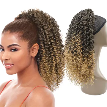 Wholesale Cheap Drawstring Afro Kinky Curly Ponytail Synthetic Hair Extensions Pony Tail For African American Women
