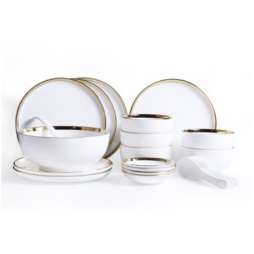 Hot Sale 26Pcs White Gold Dinner Set - Fine Porcelain Ceramic Tableware