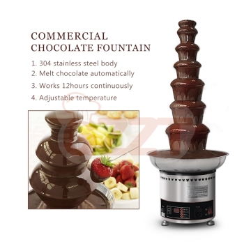 Commercial 39\" 7-Tier Stainless Steel 110V/220V Chocolate Fondue Fountain