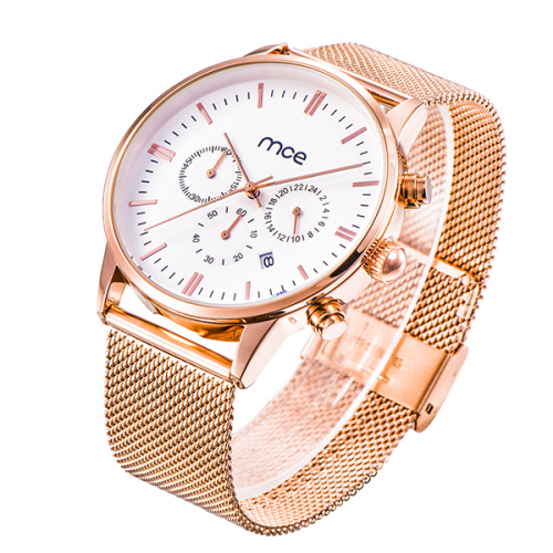 Fashion quality steel mesh quartz Chronograph watch men