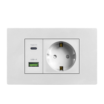 Yunduo Factory Luksusowa biała szklana płyta Europejska Niemiec Electrical Wall USB - Sprzedaż bezpośrednia