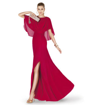 2015 Newest Vestido De Festa Long Side Slit Chiffon Evening Gowns for Special Occasion