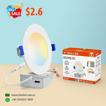 4 Inch Dimmable 9W Ultra-Thin LED Recessed Ceiling Light with J-Box White LED Panel Downlight Lamp