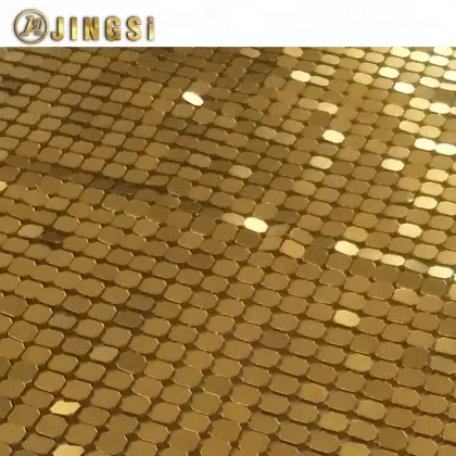 Golden Octagon Sequin Cloth - Metallic Decorative Fabric Manufacturer