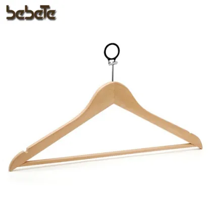 Anti-Theft Wooden Hangers with Metal Circle