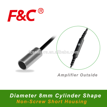 F3C-08WSQ02 Series Diameter 8mm Proximity Sensor, Amplifier Outside, Short Length Housing, 2mm Sensing Range.