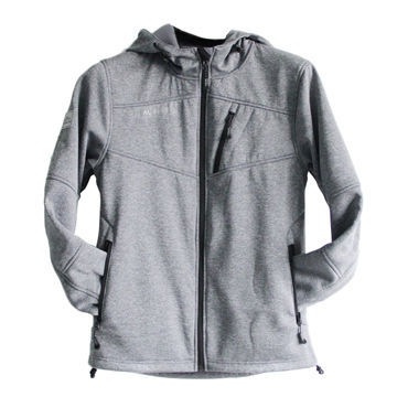 Men's soft-shell jackets, 100% polyester laminated with 144F fleece, comfortable, wind-proof