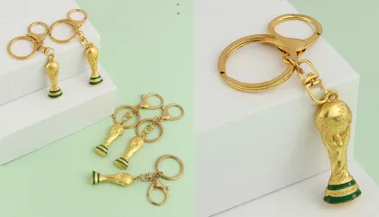 Zinc Plated Galvanized Keychain - Football Mundial 2022 Keychain for Sale