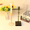 Handle Dark Green Conjoined Tall Glass Candlestick Holders