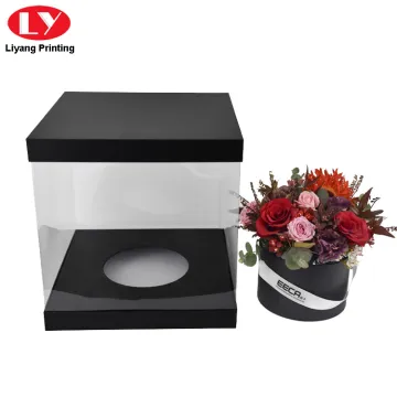 Custom Black Square Flower Box Clear Boxes Delivery