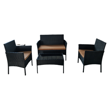 Black PE rattan KD patio sofa set