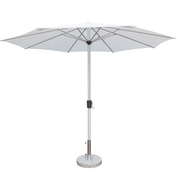 Leisure Patio Brushed Aluminum Hand Crank Retractable Umbrella with Oxidation Treatment
