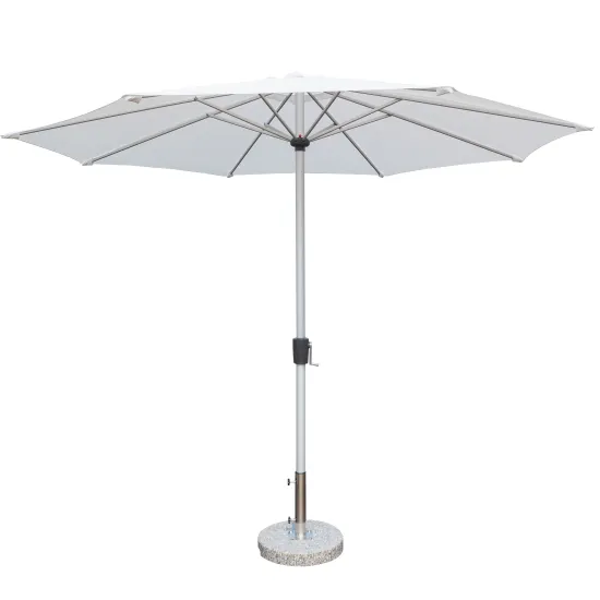 Leisure Patio Brushed Aluminum Hand Crank Retractable Umbrella with Oxidation Treatment