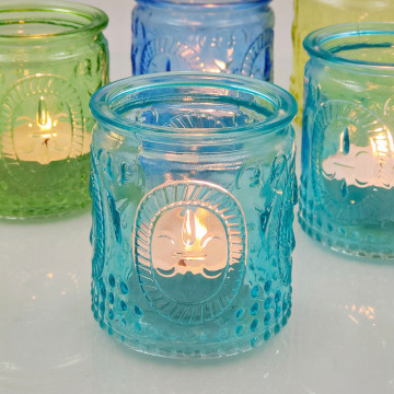 Colored glass scented candle holder