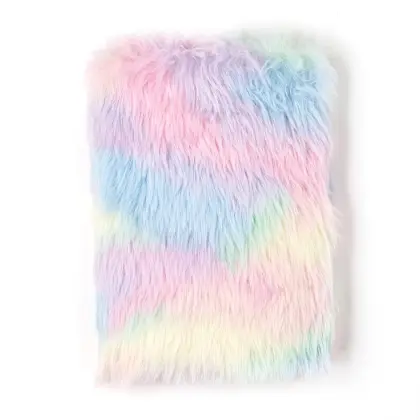 Jinghao Brand Fashion Stripe Rainbow Color Plush Notebook