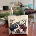 波西米亞大象提花托特包手工編織刺繡單肩包