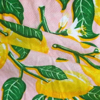 Lemon Printed Anti-Bacteria Bamboo-Cotton Jersey Fabric for Baby Clothing