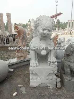 white marble lion statues