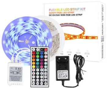 Waterproof 5m 44Key IR Remote Controller DC 12V Power Supply 30LED Kit 5050 led light strip rgb