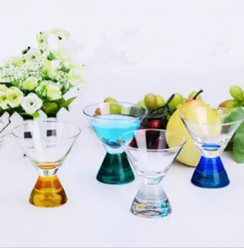 new design crystal colored stem cocktail glasses
