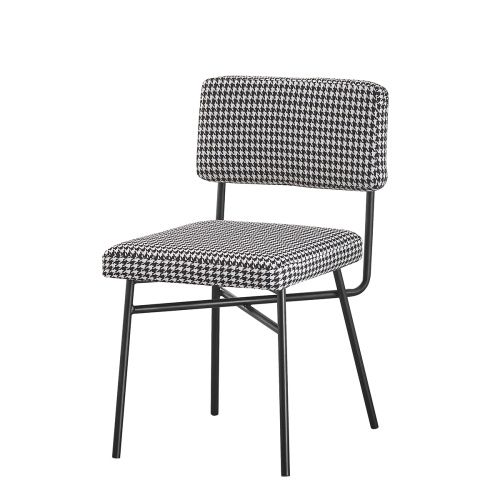 Cadeira de moldura de metal moderna com tecido Houndstooth
