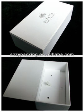 hinged magnetic white box with silver logo